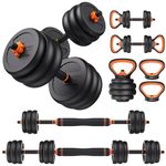 FEIERDUN Adjustable Dumbbells, 90lbs Free Weight Set with Connector, 4 in1 Dumbbells Set Used as Barbell, Kettlebells, Push up Stand, Fitness Exercises for Home Gym Suitable Men/Women