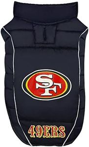 NFL San Francisco 49ers Puffer Vest for Dogs & Cats, Size Large. Warm, Cozy, and Waterproof Dog Coat, for Small and Large Dogs/Cats. Best NFL Licensed PET Warming Sports Jacket