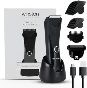 Winston Rechargeable Waterproof Body and Ball Trimmer for Men - Nut Groomer 2.0, Suitable for Beard Trimmer, Private Part Shaving, Pubic Hair with No-Cut Ceramic Blade – 120 Min cordless use