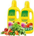 Garden Plant Food Fertiliser Bulk Buy - Pack of 2x800ml All Purpose Plant Feed Concentrated Liquids with Topline Card. Child & Pet Friendly Garden Fertilizer for Outdoor & Indoor House Plants