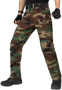 FREE SOLDIER Men's Water Resistant Pants Relaxed Fit Tactical Cargo Work Pants with Multi Pocket (Camo 38W30L)
