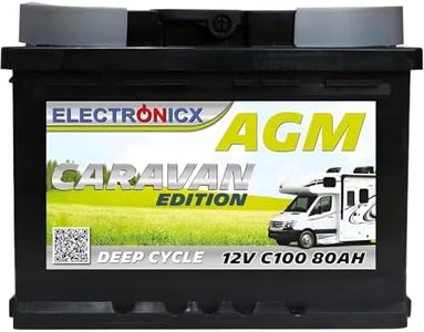 Electronicx AGM Versorgungsbatterie 12V 80Ah / 80 Ah Caravan Deep Cycle Batterie wartungsfrei versiegelt Pluspol rechts – Solar Boot Wohnmobil Wohnwagen Batterie 242×175×190mm zyklenfest Freizeitakku