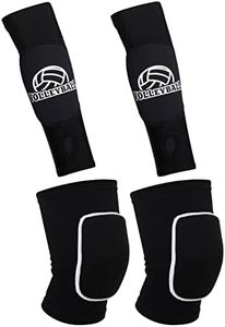 obmwang 2 Pieces Volleyball Accessories Including Volleyball Knee Pads and Volleyball Arm Sleeves with Protection Pads and Thumb Hole for Women Girls Teens Volleyball Training