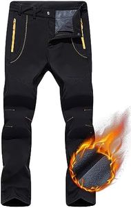 TACVASEN Men's Pants-Outdoor Waterproof Skiing Snowboarding Soft Shell Pants, Black, 34