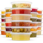 Plastic Containers With Lids - [50-Pack] - (8 Oz - 250ml) - Soup Containers & Food Storage Takeout To Go - Storage and Freezer Airtight Plastic Containers - Microwave & Freezer Safe, BPA-Free