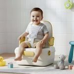 Baybee Booster Chair for Kids | Travel-Friendly Baby Sitting Chairs with Safety Straps, Foldable Design, Storage Space & Anti-Slip Base | Ideal for Dining & Camping (Yellow)