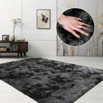 AMUSPK Living Room Rugs 120x180 cm, Extra Large Shaggy Soft Rug Fluffy Area Carpet, Modern Tie-dye Carpet Washable Rugs for Home Decor, Bedroom, Dorm, Kids Room Lounge Office, Dark Grey