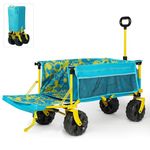 Old Bahama Bay 50 Inch Extra Long Beach Wagon with Big Wheels for Sand, Collapsible Utility Beach Cart Heavy Duty Folding Wagon,Ideal for Outdoor Sand Camping Garden Pet