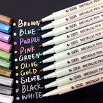 Metallic Marker Pens, 10 Colors Doodle Dazzle Pens, 1mm White Pen for Black Paper, Photo Album Black Pages, Guest Book Wedding, Christmas Crafts, Bullet Journal, Photo Book, Explosion Box, Glass, Wood