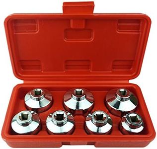 Heavy Duty 7-Piece Oil Filter Cap Wrench Tool Kit Can Last For Ever Includes 24mm,27mm,29mm,30mm,32mm,36mm,38mm Socket Set Compatible with Mercedes Benz, VW, BMW and More Oil Filter Housing