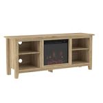 Walker Edison Wren Classic 4-Cubby Fireplace TV Stand for TVs up to 65 Inches, 58 Inch, Driftwood (W58FP18AG)