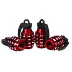 KINBOM 4pcs Aluminum Valve Stem Caps, Heavy-Duty Tire Valve Hand Grenade Style Stem Covers Airproof Seal for Cars SUV Trucks Motorcycles (Red)