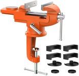 Housolution Universal Table Vise 3 Inch, 360°Swivel Base Bench Clamp Home Vise Clamp-On Vise Repair Tool Portable Work Bench Vise for Woodworking, Cutting Conduit, Drilling, Metalworking, Orange