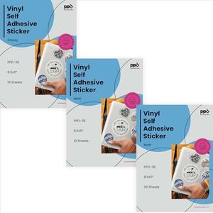 PPD Glossy and Matte Self Adhesive PVC Vinyl Sticker Paper, 8.5 x 11, 10 and 20 sheets (Bundle of 3)