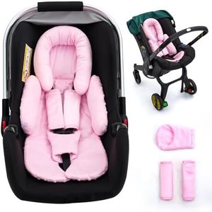 Infant Car Seat Insert with Extra 3 Strap Covers, Thickened Carseat Head and Body Support for Infant, Reversible Baby Car Seat Cushion for Boys Girls, Soft Mink Dot Newborn Insert for Preemie