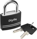 Diyife Padlock with Keys, [2 Keys] 40mm Small Aluminum Key Padlocks, Outdoor Anti-Rust Waterproof Padlocks Weatherproof Padlock for School, Gym Locker, Cabinets, Gate, Garage, Shed, Fence (Black)