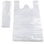 Transparent Grocery Bags Plastic Shopping Bags with Handles T Shirt Bags for Small Business Store Retail Restaurant (100, Clear(12.5 * 20in,100 pcs))