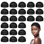 MYKURS Black Wig Caps for Women, Stocking Wig Caps, Stretchy Nylon Hair Caps for Wig, 24 Pieces