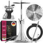 Hookah Set Steel One - Stainless Steel Hookah Complete Set With Premium Hookah Accessories - Clay Head Chimney Attachment Hose With Mouthpiece - 70Cm With Click Lock (Stainless Steel)