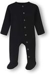 ACESTAR Newborn Baby Footed Pajamas with Mitten Cuffs - Cotton Unisex Snap-Up Baby Sleepers for Sleep and Play Footies Pjs (0-3 Months, Black)