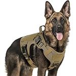 rabbitgoo Tactical Dog Harness for Medium Dogs Breed, No Pull Adjustable Military Pet Service Vest with Molle Loop Panels and Easy Control Handle for Training Hunting Walking Hiking, Brown, M