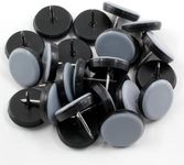 Suiwotin 24pcs 1" (25mm) Nail on Furniture Sliders, Round Teflon Chair Leg Gliders, Furniture Feet Glides, Furniture Movers Slides Floor Protectors for Carpet, Hardwood Floor (Grey, Black)