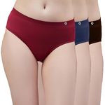 C9 Airwear Seamless Briefs for Female - Pack of 3 (Mid Rise) with Comfortable Tag Free Daily Use Multicolour