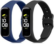 kwmobile Straps Compatible with Samsung Galaxy Fit 2 Straps - 2x Replacement Silicone Watch Bands - Black/Dark Blue