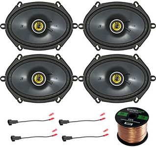 Combo – Set de altavoces de coche de KICKER Car Audio Altavoces, Metra 72 – 5600 altavoz adaptador para Select Ford vehículos, Enrock 50 calibre de audio cable de altavoz de pie