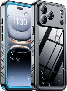 Temdan Compatible with iPhone 17 Pro Case,Waterproof Built-in Screen & Camera Protector IP68 Underwater Full Body 17FT Military Dropproof Shockproof Phone Case 6.3"-Blue/Clear