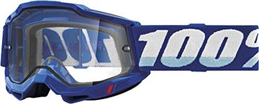 100% Accuri 2 Enduro Mountain Bike & Motocross Goggles - MX and MTB Racing Protective Eyewear (Blue - Clear Dual Lens)
