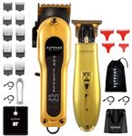 Supreme Trimmer 2-in-1 Pro Clipper & T-Shaper Combo | Professional ST5200 Beard Trimmer STC5030 Hair Clipper Barber Kit | Gold