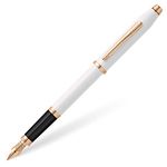 Cross Century II White Lacquer Fountain Pen w/ Polished Rose PVD Appointments - Medium nib