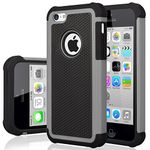 Jeylly for iPhone 5C Case, iPhone 5C Phone Case Heavy Duty Shockproof Protection Dual Layer Soft TPU Inner+Hard PC Back Slim Fit Protective Case Cover for 5C, Gray/Black