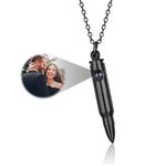 lorajewel Photo Necklace Personalised Projection Necklace with Picture Inside Photo Pendant for Him Her Silver Gold Personalised Gift for Men Boyfriend Dad (black)