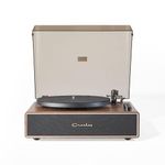 Crosley Stave Vinyl Record Player with Speakers - 2 Speed Bluetooth Turntable, 60W Built-in Sound System & Audio-Technica Cartridge - Modern Wood Design with EQ Controls for Superior Playback