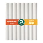 ECO SOUL [10 mm, 100 Count] Biodegradable Paper Straws | Eco-Friendly Compostable Sustainable Disposable Drinking Straws | Bubble Tea Juice Smoothie Thick Shakes Non-Bendable White Straws (Extra Wide)