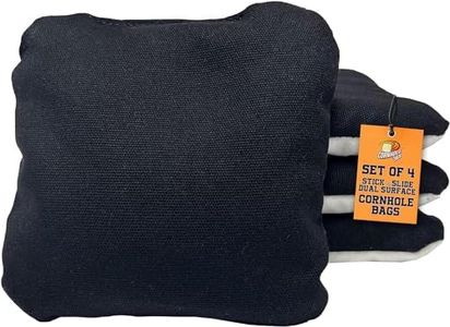 Cornhole365 Stick & Slide Cornhole Bags - 6"x6" Premium Plastic Resin Filled, Dual-Sided Canvas & Suede Cornhole Bean Bags for Sports Competition - Professional Cornhole Bags Set of 4 (Black)