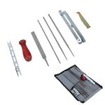 Yosooo 8Pcs/Set Chainsaw Files Depth Gauge Chain Saw Sharpening Tool Kit Wood Handle Depth Gauge Filing Guide Tool Pouch