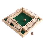 vismiles 4-Player Shut The Box Wooden Table Game Classic Dice Board Toy