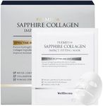 WELLDERMA Sapphire Collagen Face Mask 4ea, 830,000,000ppb(830,000ppm) Norwegian collagen, 400DA low molecular for Enhanced Absorption, 24g Optimal Adherence, Korean Sheet Mask for Elasticity&Hydration