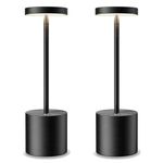 YIBEN 2Packs Cordless Rechargeable Led Table Lamp, Portable 5000mAh Battery Powered Operated Small Desk Lights for Restaurants Bars Garden Home Patio Outdoor Dinner (Brushed Black)