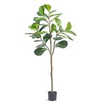 VEVOR Artificial Fiddle Leaf Fig Tree, 5 FT, Secure PE Material & Anti-Tip Tilt Protection Low-Maintenance Faux Plant, Lifelike Green Fake Potted Tree for Home Office Warehouse Decor Indoor Outdoor