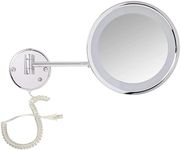 Jerdon Lighted Wall-Mounted Makeup Mirror - Makeup Mirror with 5X Magnification - 9.5-Inch Diameter Mirror with Chrome Finish Wall Mount - Model HL1016CL