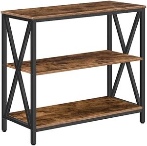 MAHANCRIS Sofa Table, Industrial Console Table, 3-Tier Narrow Side Table with Open Shelves, Foyer Table for Entryway, Hallway, Kitchen, Living Room and Bedroom, Easy Assembly, Rustic Brown CTHR8001Z