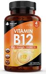 Vitamin B12 High Strength Tablets - 1000mcg Vegan B12 Vitamin Methylcobalamin Supplement – Contributes to The Reduction of Tiredness and Fatigue & Immune Energy Support Made in the UK (4 Month Supply)