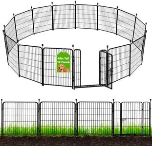 ADAVIN Tall Garden Fence 48 in(H) 12 Panels Total 26.6 FT(L), Heavy Duty Iron Metal Fence and Border, Flower Bed Fencing, outdoor Animal Barrier Fence, Dog Fences with gate for the Yard Camping, Black