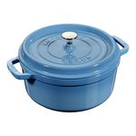 STAUB Cast Iron Dutch Oven 4Q/3.8L Round Cocotte with Lid- Blue, Heat Preserving, Stovetop Oven, Perfect for Cooking and Serving