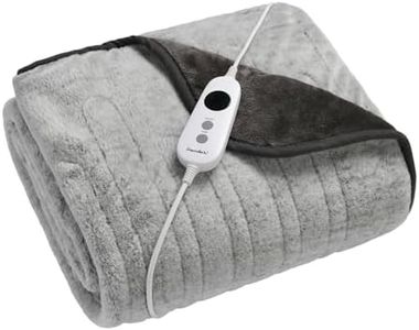 Dreamaker Faux Mink Electric Heated Throw Blanket 160x130cm Energy Efficient Heat Rug Reversible Plush Snuggle Overheat Protection Adjustable 9 Heat Settings Detachable Controller - Silver & White Tip