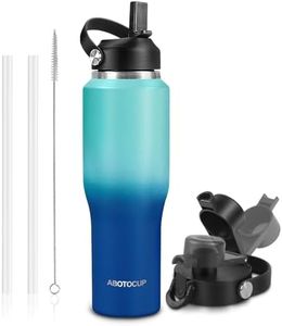 ABOTOCUP 32oz Insulated Water Bottle with Straw/Spout Lids, Stainless Steel Metal Water Bottles Keep Cold 24h&Hot 12h, Double Wall Vacuum Water Bottle that Fits in Cup Holder, Leak-proof, BPA Free